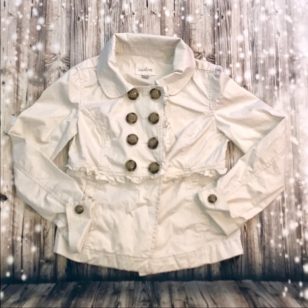 Caslon cream ruffled jacket size medium